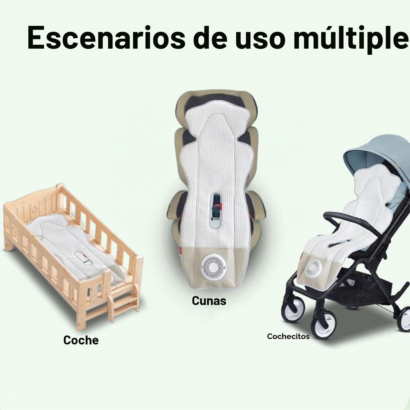 YWBL-WH Almohadilla de Enfriamiento con Ventilador, Cochecito de bebé Transpirable, con Comodidad Ideal para el Cochecito o el Asiento para el Automóvil, Esencial en Verano
