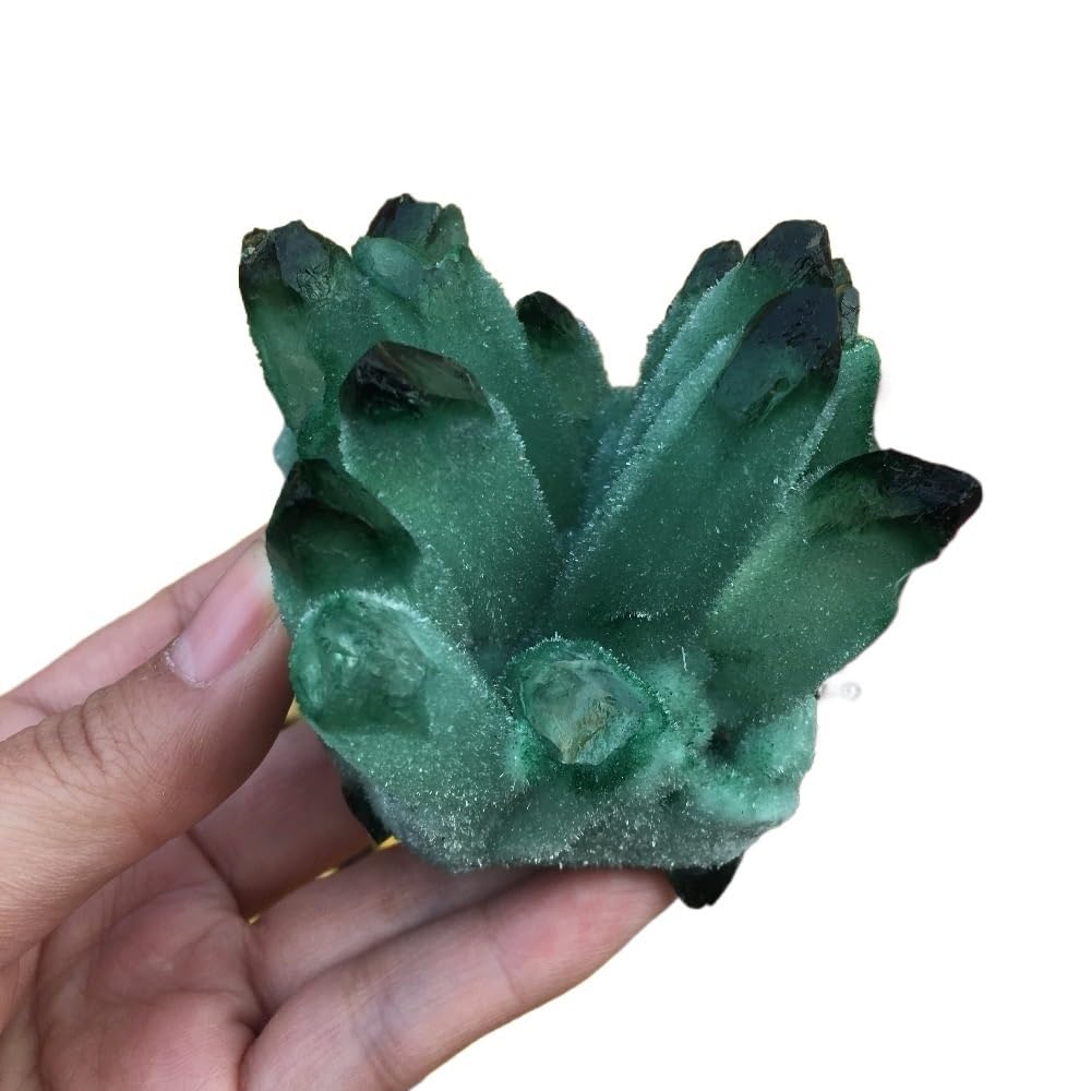 KJEBVHIRS Stone Crystal Green Ghost Crystal Cluster
