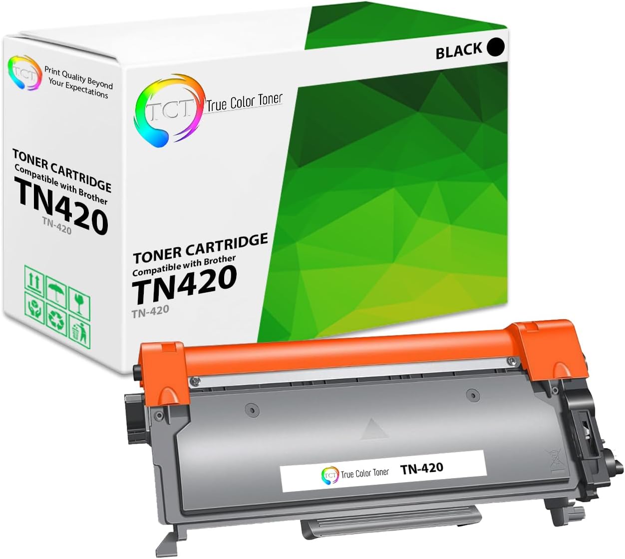 TCT TN420 Toner Cartridge - Compatible Replacement for Brother TN-420 TN420 Black Works with Brother HL-2220 2230 2240 2270 2280 MFC-7360 7460 7860 DCP-7060 7065 7070 Printers (1,200 Pages)