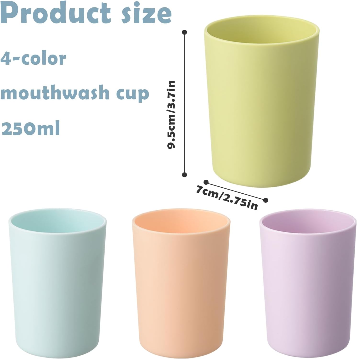 4PCS Bathroom Tumbler Toothbrush Cups, Plastic Toothbrush Holders, 250ml