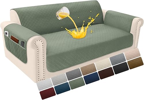 Miniatura 70 de Funda de terciopelo 100 % impermeable para perros, funda de sofá lavable para sofá de 3 plazas, juego de fundas acolchadas y antideslizantes con
