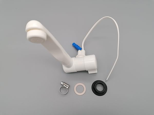 CR-MOESANCO® Robinet London Blanc avec Collier de Serrage en Acier Inoxydable pour Caravane, Camping-car ou Bateau avec Interrupteur 12V - 4