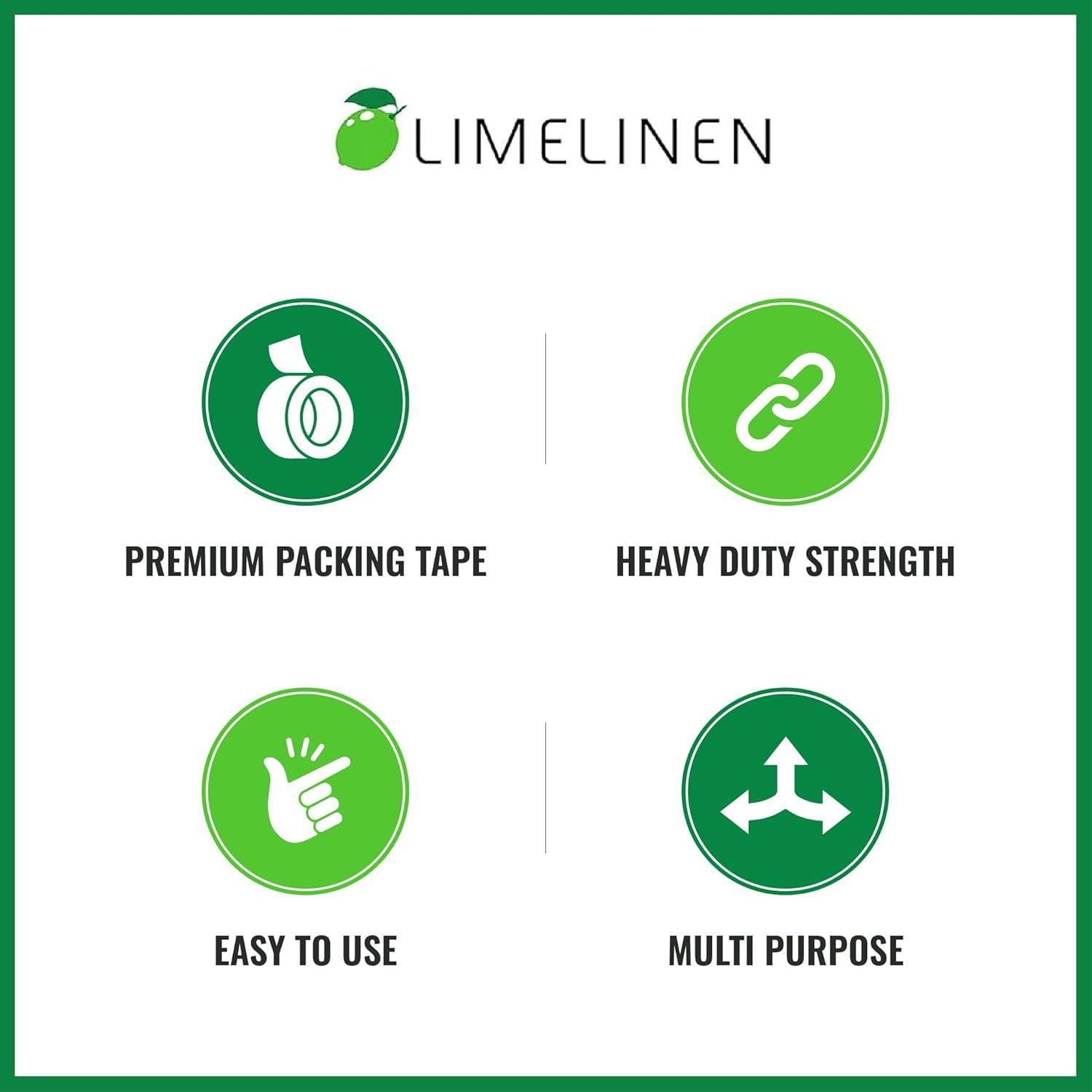 LIMELINEN Packing Tape for Shipping, Moving, Packaging - Clear Heavy Duty Sealing Adhesive - 1.8 inch Wide, 2.8mil Thick, 65 Yards x 36 Rolls (2,340 Total Yards)