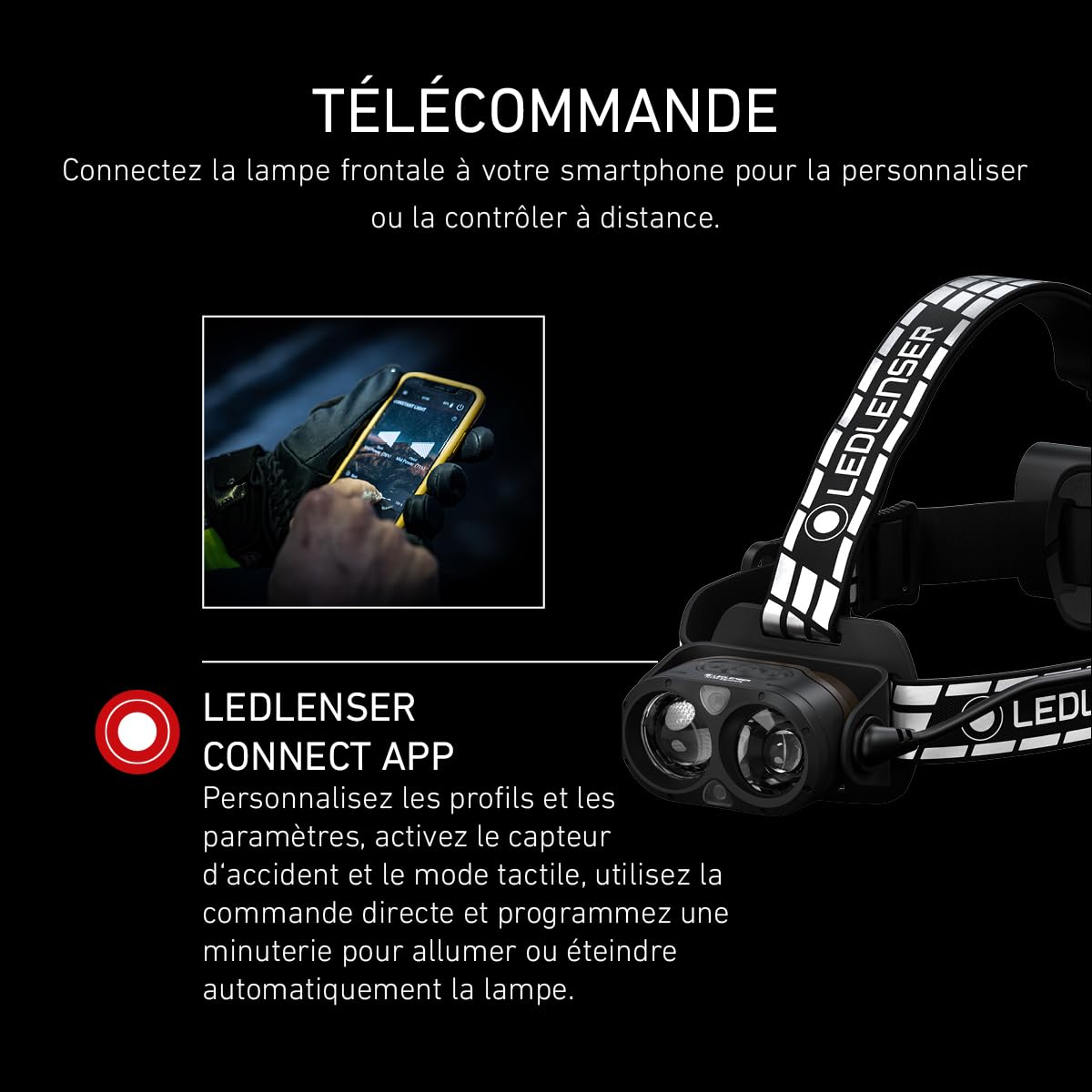 Ledlenser H19R Signature Lampe frontale rechargeable, 4000lm, 330m, IP68 | Faisceau focalisé, large, lumière rouge, Bluetooth, 20h d'autonomie, 374 g, pour la pêche, le camping, la randonnée | 2020