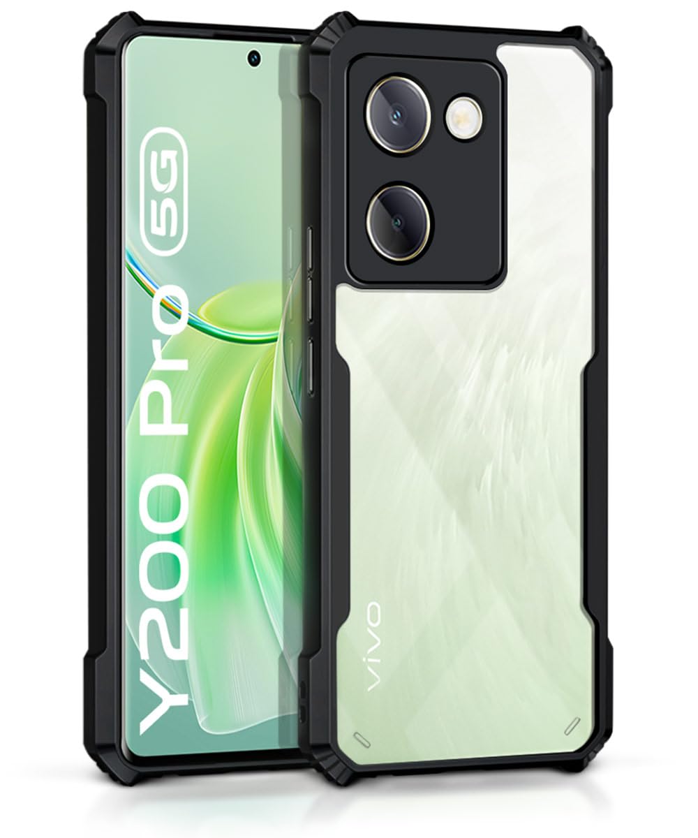 WOW IMAGINE Shock Proof Clear Protective Back Case for Vivo Y200 Pro 5G | Y300 Plus 5G - AirEDGE Technology | 360 Degree Camera Protection | Transparent Hybrid Back Case Mobile Cover - Black (B0D59MK62L) Amazon Price History, Amazon Price Tracker