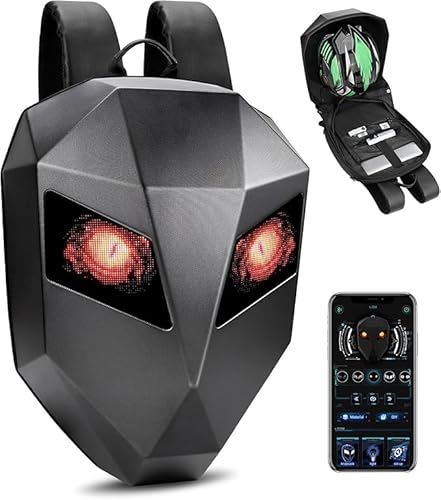 Générique Sac à Dos LED Noir Moto Intelligent, Design Robot, Coque Rigide 3D Imperméable, Grande Capacité pour Casque et Ordinateur Portable