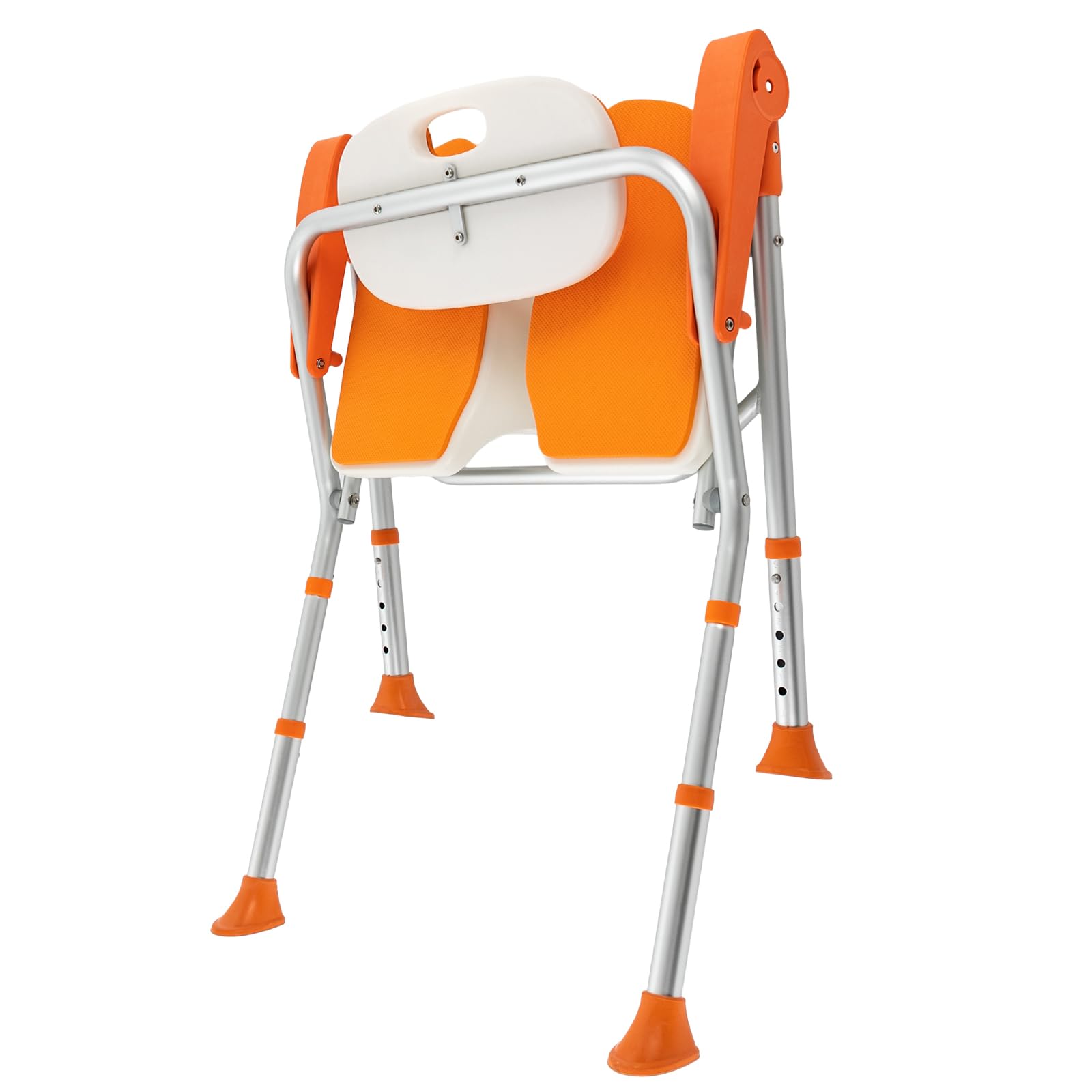Silla de ducha con respaldo y reposabrazos extraíbles, taburete de ducha regulable en altura 39-49 cm, capacidad de carga 150 kg, antideslizante, para personas mayores, embarazadas, discapacitados
