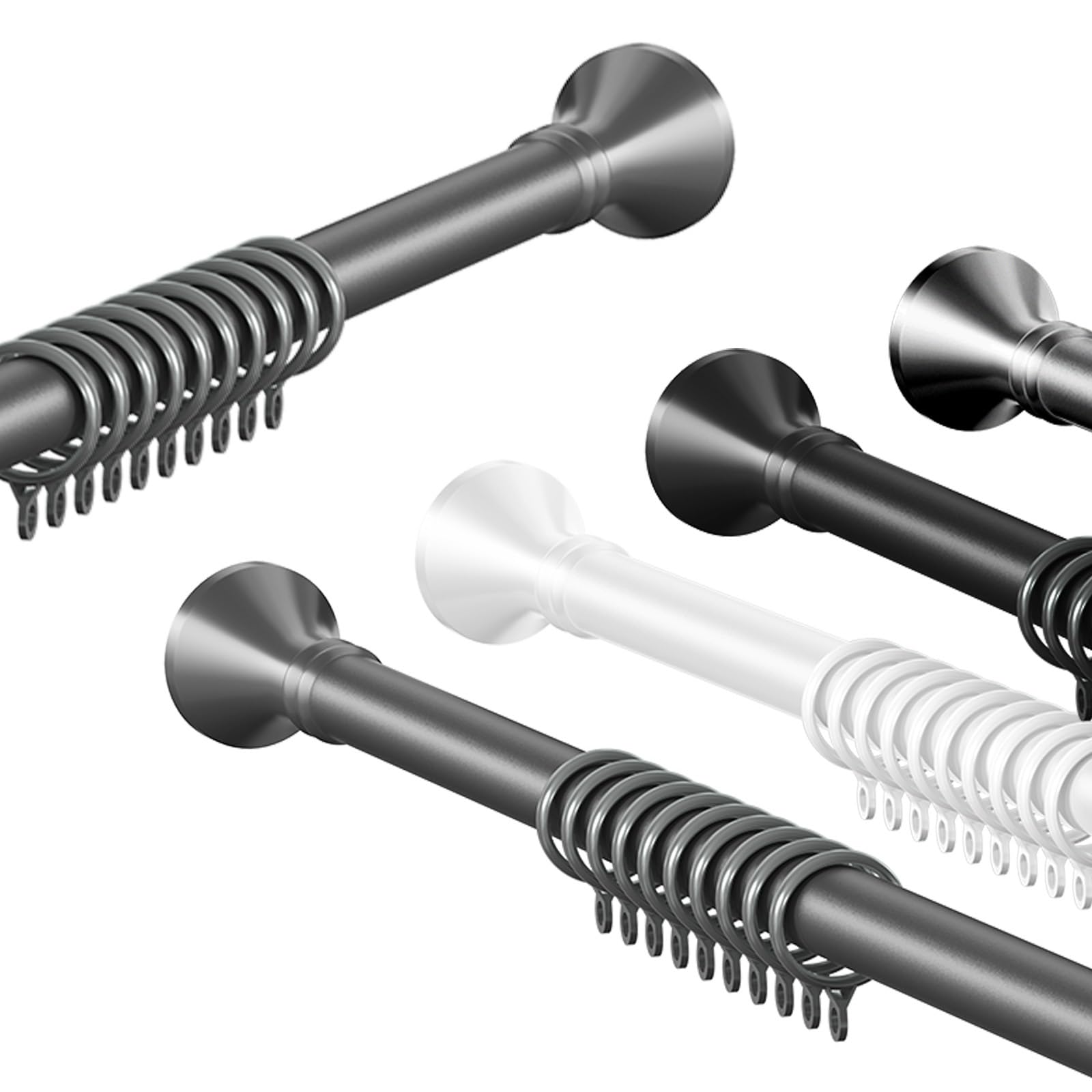 GLDYTVF Adjustable NoDrill Curtain Rod 40500cm Tension Shower Curtain RodClothes Hanger for Bathroom Window Kitchen Closet (Gray 162196in)