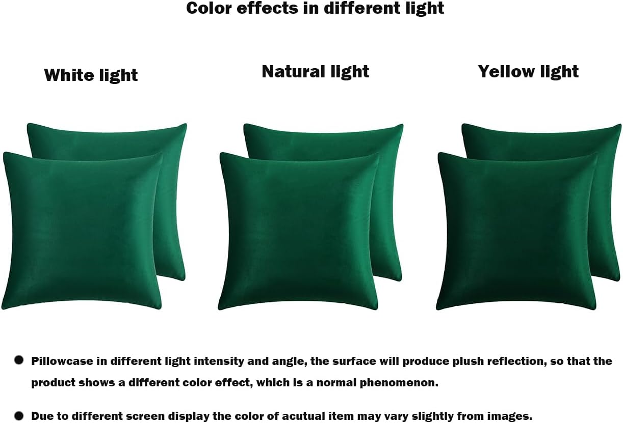 RainRoad Dark Green Decorative Throw Pillow Covers Cushion Cover Pillow Case for Sofa Couch Bed Chair,Soft Square Dark Green Throw Pillows 18x18 Inch,Set of 2 - Image 6