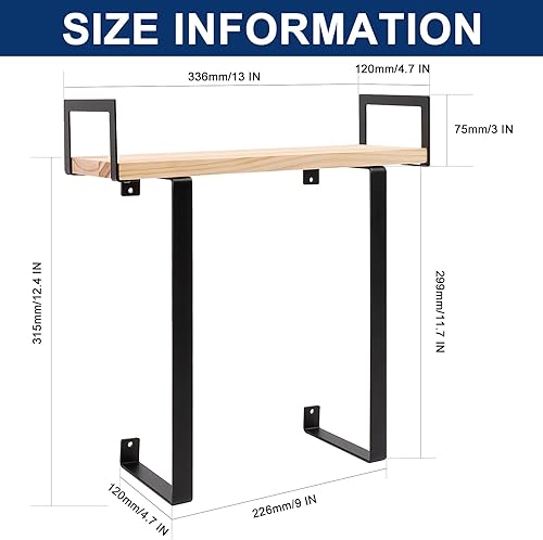 Miniatura 2 de NearMoon Toallero con estante de madera, soporte organizador de toallas de metal inoxidable para almacenamiento de baño, montado en la pared (1
