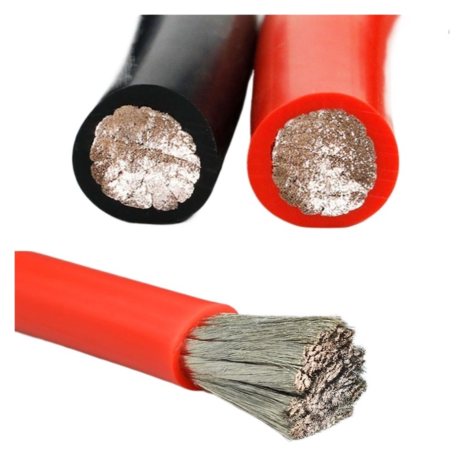Zestaw kabli połączeniowych do falownika — 8/6/4/2 AWG, miedź cynowana, żaroodporne, elastyczne, 600 V(R-B,78.7IN 4AWGx25square)