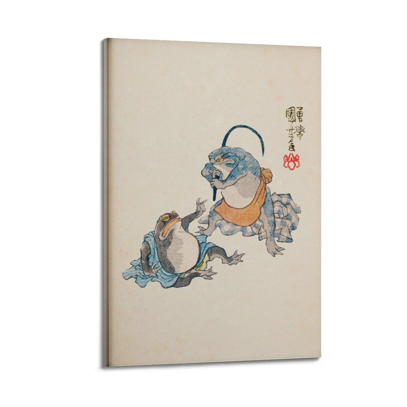 xiaoxiaoshen Vintage Japanese Frog Wabi Sabi Asian Canvas Poster Wall Art Prints Room Aesthetic Murals Bedroom And Living Decorations 20x30inch(50x75cm)