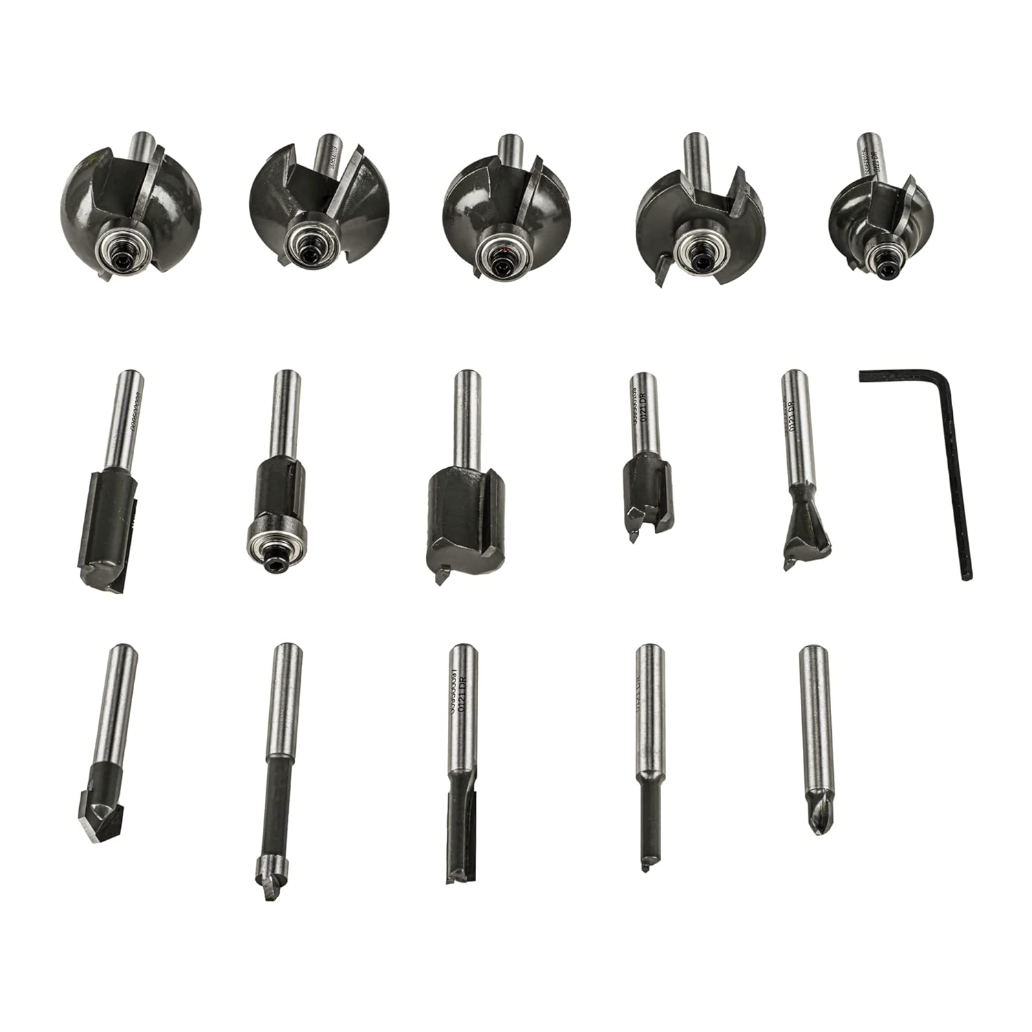 RYOBI RAKRBS15 Set of 15 Mixed Router Bits with Shank Diameter 6 mm