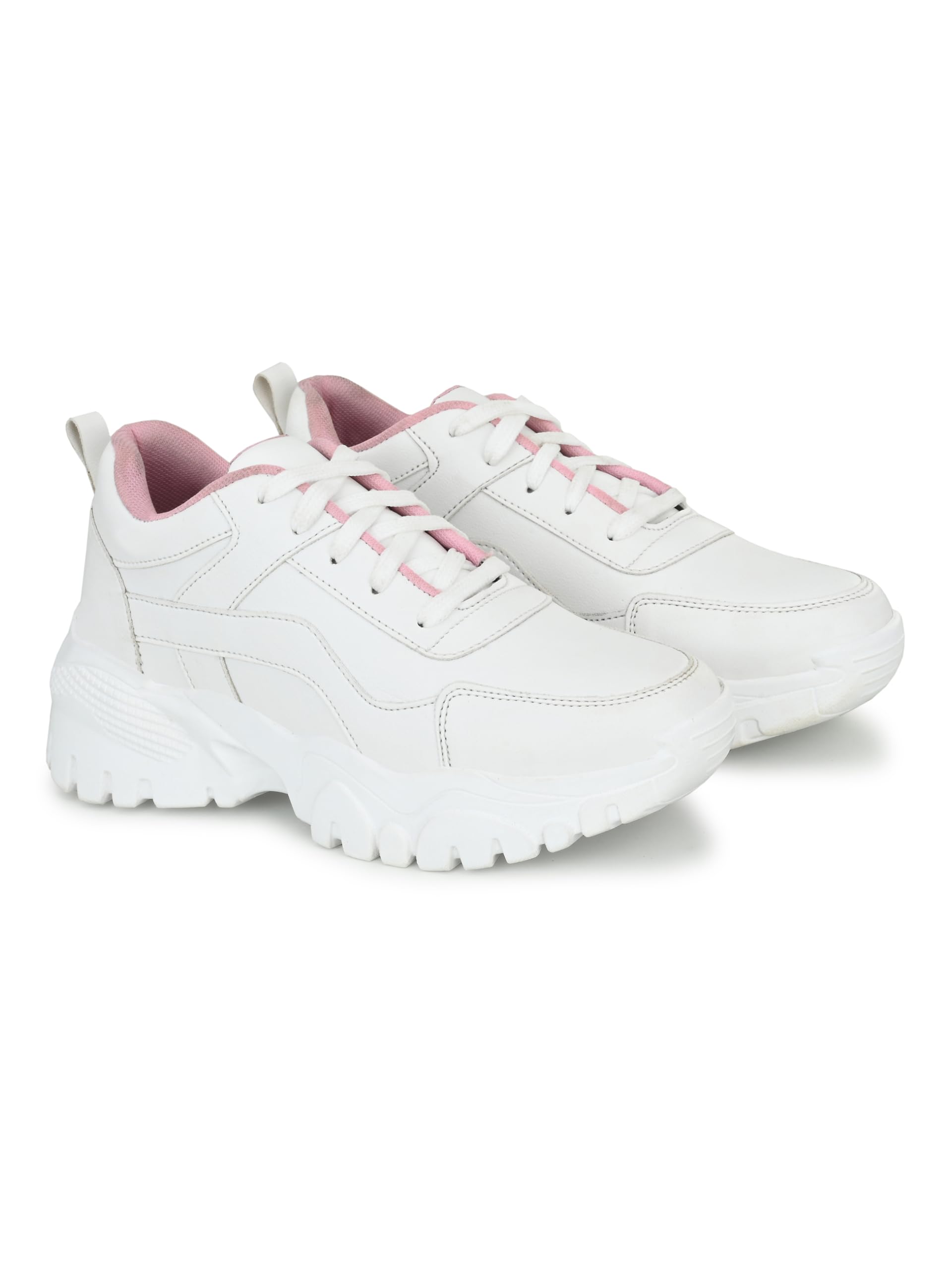 Womens Rose Solid Chunky Sneakers |Anti Slippery Outsole | Trendy Footwear | Casual Shoes | Perfect for Outdoor, Running, Walking
