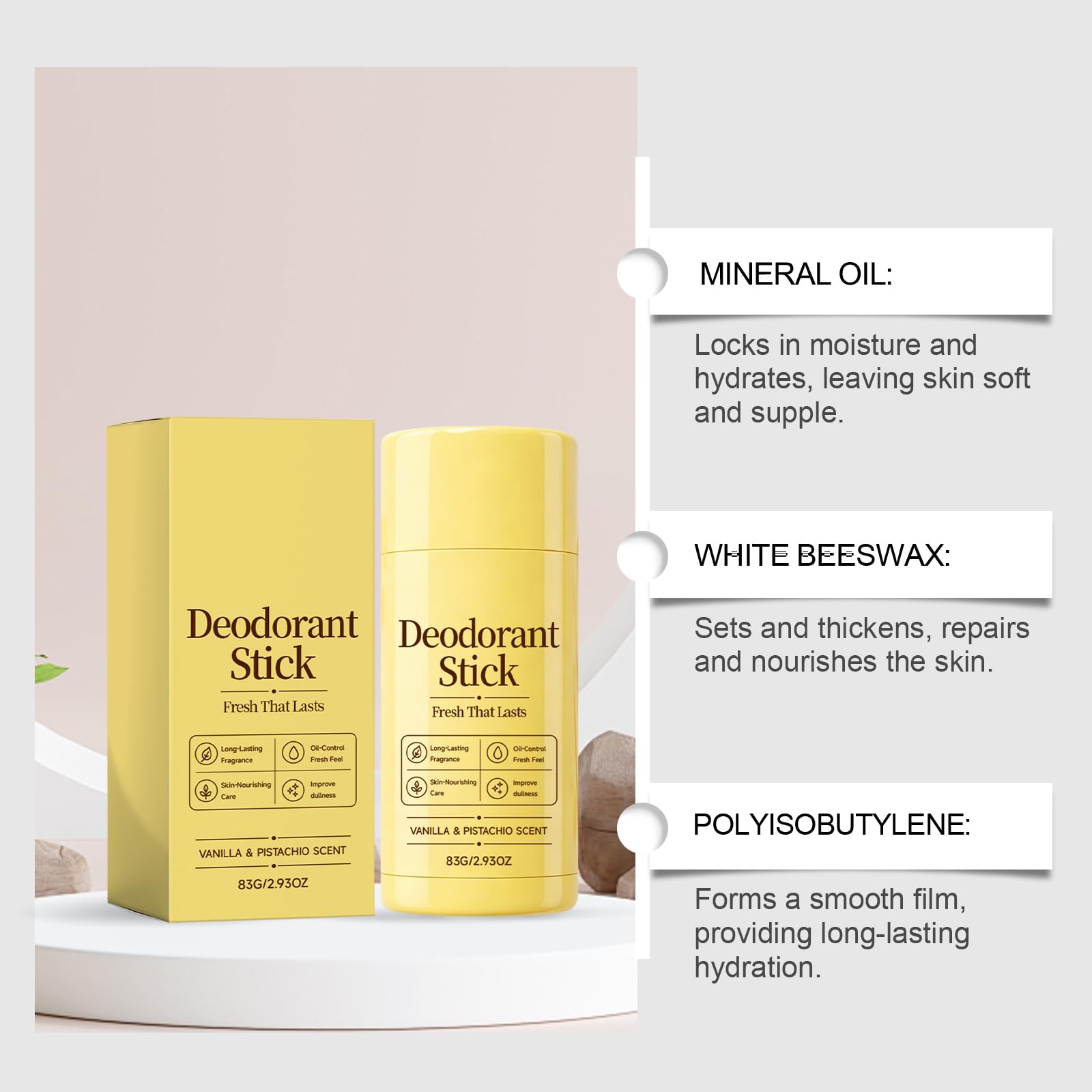 Deodorante Stick Vaniglia E Pistacchio Uomo‑donna, Fragranza Fresca Di Lunga Durata, Controllo Oleoso Ascelle, Deodorante Coreano Nutriente Portatile (6 PCS)