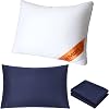 Anywin Pillow with 2 Covers, Hotel Specifications, High Resilience Pillow, Good Sleep, Side Use, Washable, 3D Structure, 24.8 x 16.9 x 7.9 inches 63 x 43 x 20 cm Navy