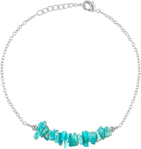 Miniatura 26 de TGH Pulsera de barra de chips naturales, cristal curativo, pulsera de cuentas crudas chapada en plata, cadena ajustable de 7 + 1 pulgada, regalo