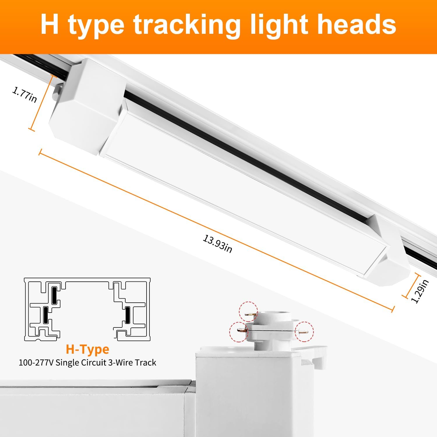 LED Track Lighting Heads H TypeTrack Light Heads Modern Ceiling Spotlight Fixtures for Office Accent Art Shop, 3-Color 3000K 4000K 6000K, Flicker Free 104° CRI 80+ Matte White Pack of 2