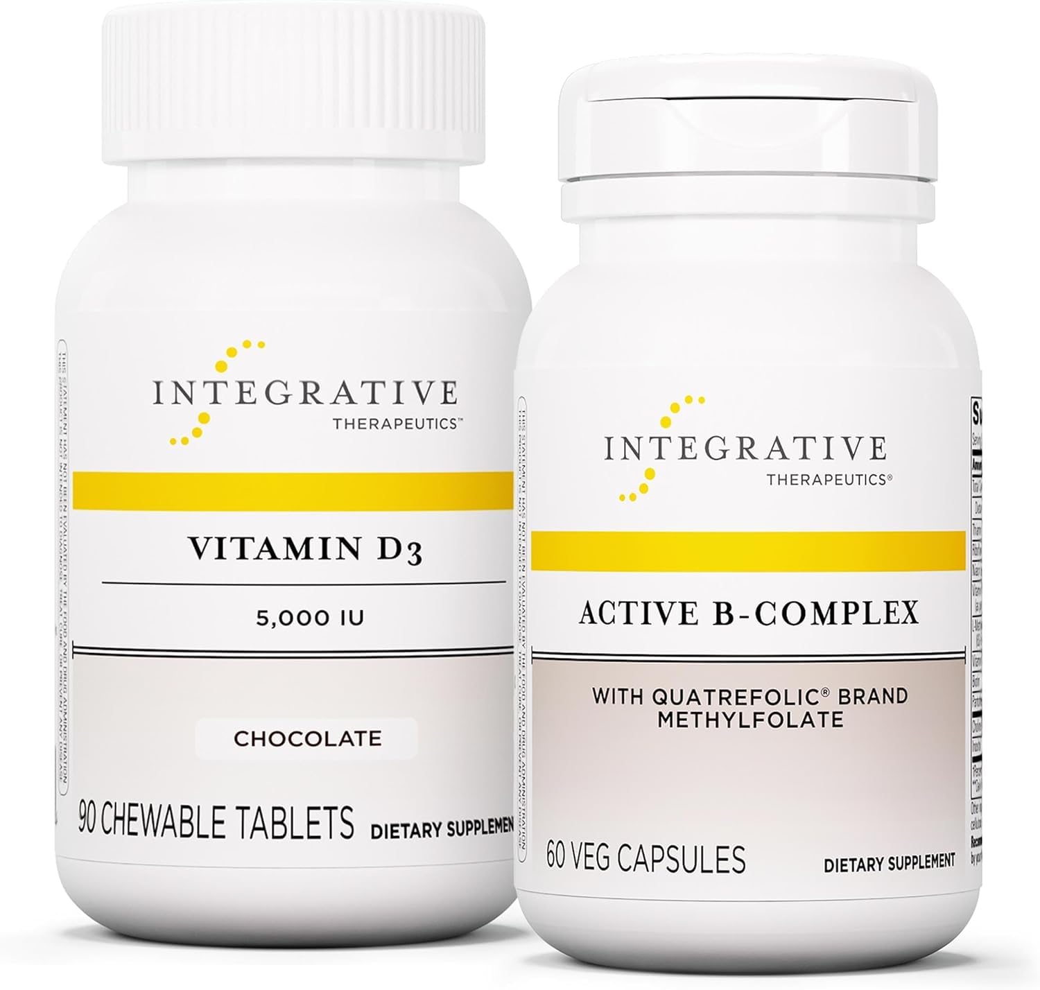 Integrative Therapeutics Bundle with Active B-Complex, 60 Capsules & Vitamin D3 125 mcg, 90 Chewables - Active B-Complex to Support Energy Metabolism* - Vitamin