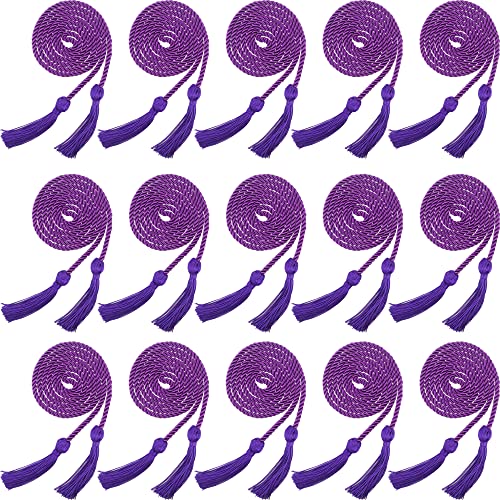 Rcanedny 15 Pieces Graduation Honor Cord Braided Honor Cords with Tassels for Graduation Students (Purple)