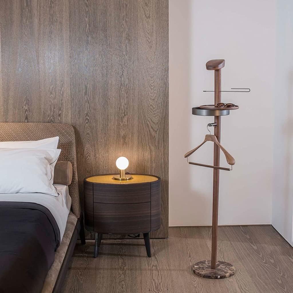 Valet Stand,Floor Standing Suit Hanger,with Tray Trouser Rack and Shoe Rack Design for Office Bedroom Bathroom,Brown-30 * 30 * 150cm