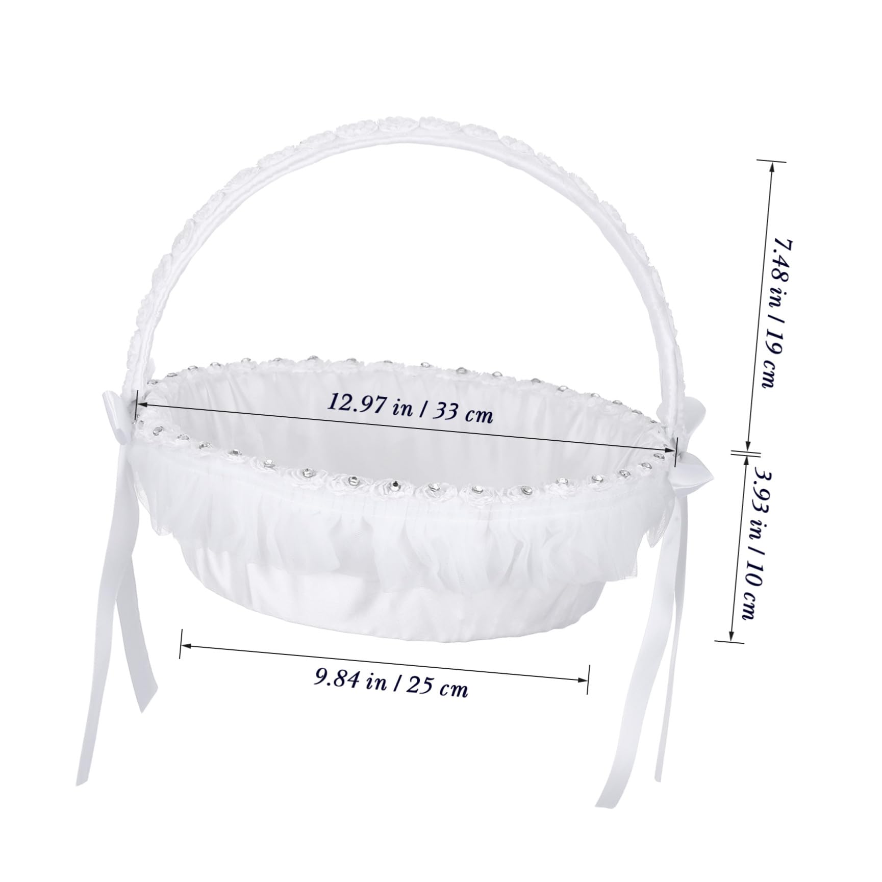 Eleganter und Wiederverwendbarer Hochzeitskorb aus Polyester und Spitze mit Funkelnden Strasssteinen Blumenkorb für Hochzeitsfeiern und Partys