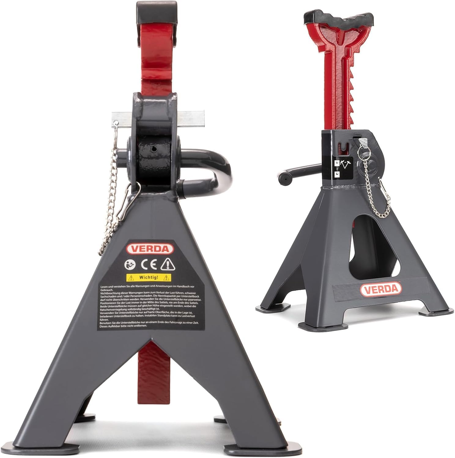 Verda Soportes 6T 385 – 600 mm, con fusible y almohadilla de goma, para elegir modelo, caballete de taller, cambio de neumáticos, caballete de coche, caballete de apoyo