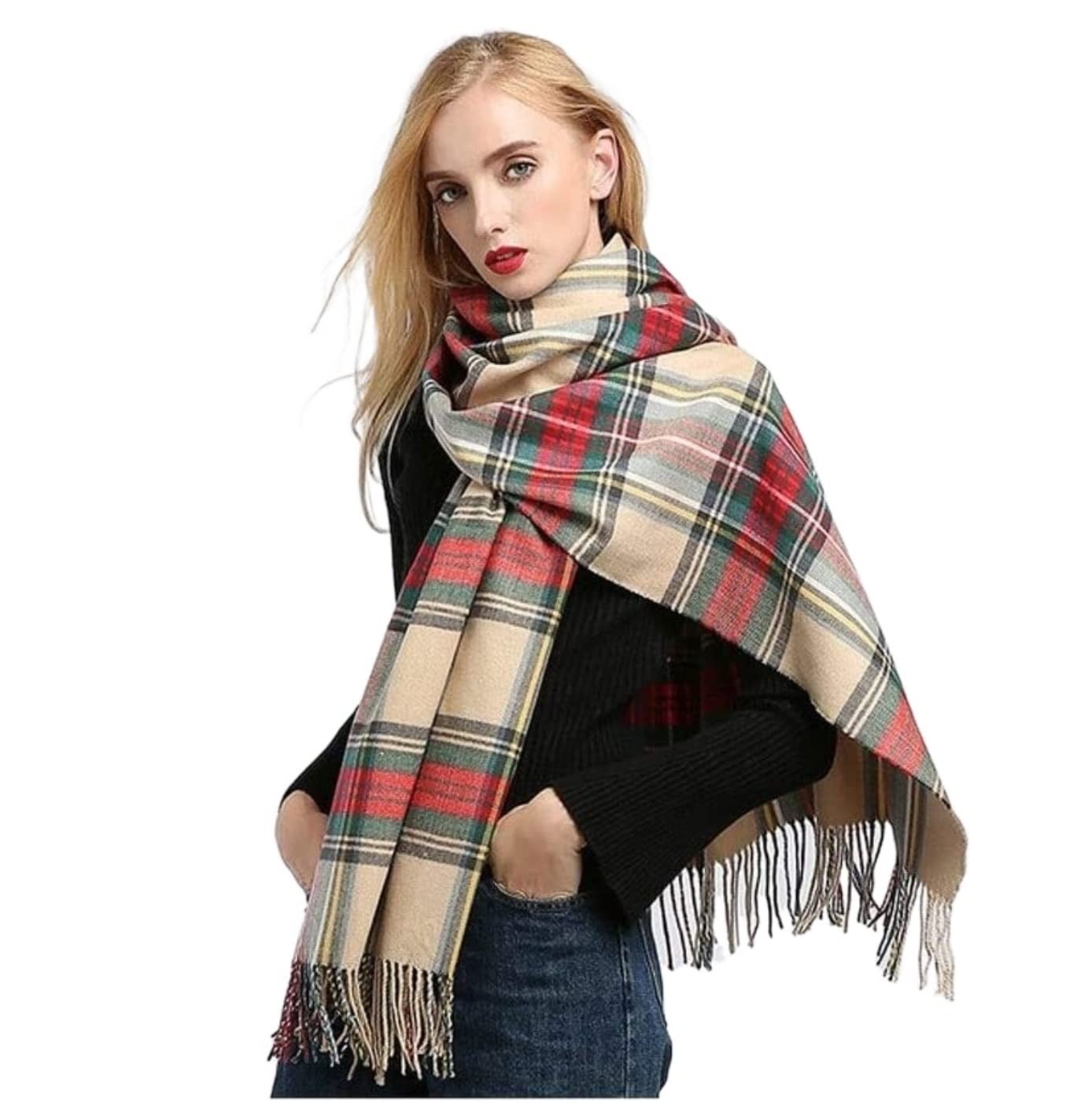 Sciarpa Scialle Sciarpa Coperta Scozzese Sciarpa Invernale Caldo Scialle Accogliente Mantello Inverno Autunno Sciarpa Calda Stola Elegante