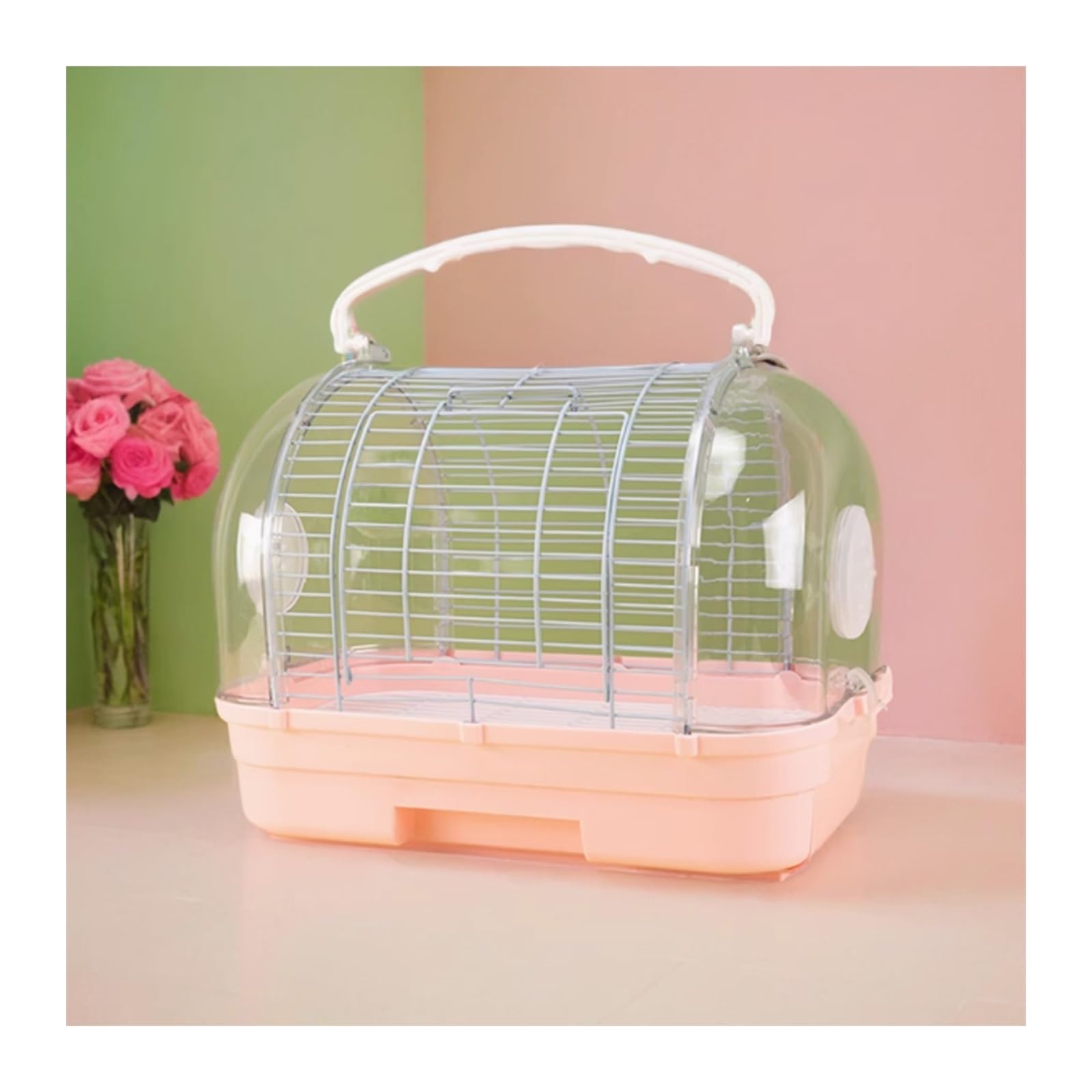 Gabbia per Uccelli Gabbia per Uccelli, Pappagallo, Gabbia per Esterni Orizzontale in Seta, Viaggio Esterno, Speciale, Piccola, Portatile per Canaris(Pink)