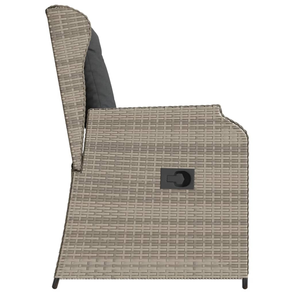 Poltrona da Giardino con Cuscino 2PZ Regolabile Grigio Chiaro Poly Rattan Resistente ai raggi UV Resistente alle intemperie per Giardino Terrazzo Balcone, Max 110kg Per Seduta