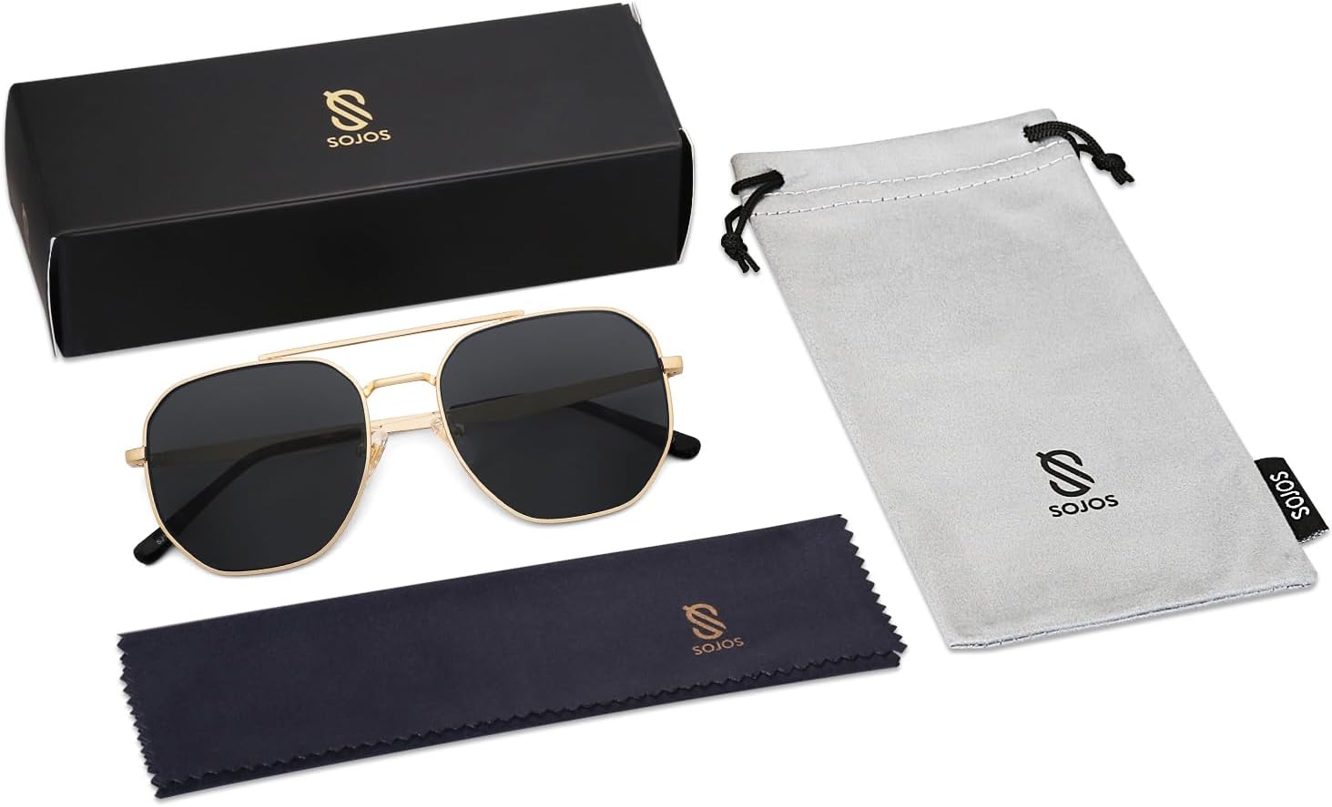 SOJOS Classic Square Aviator Sunglasses for Women Men Retro Hexagon UV400 Protection Shades SJ1222 - Image 5