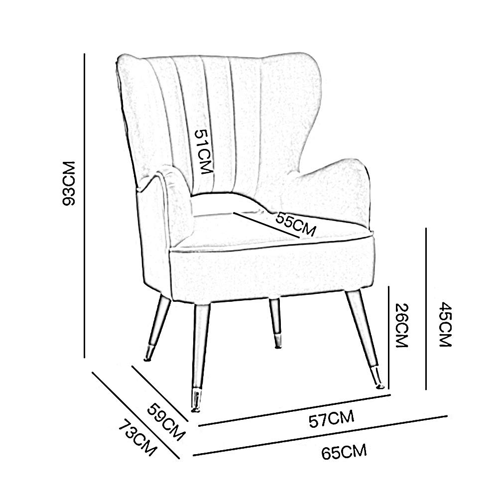 Axdwfd Leżak fotel wypoczynkowy, mini sofa pojedynczy worek do siedzenia krzesło miękki aksamitny fotel z solidnymi drewnianymi nóżkami nadaje się do salonu sypialni 73 x 65 x 93 cm (kolor: Żółty)