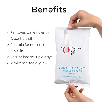 O3+ Bridal Facial Kit Oxygenating Glow Skin for Deep Cleansing, Bright & Radiant Complexion Suitable for All Skin Types (81g, Single Use)
