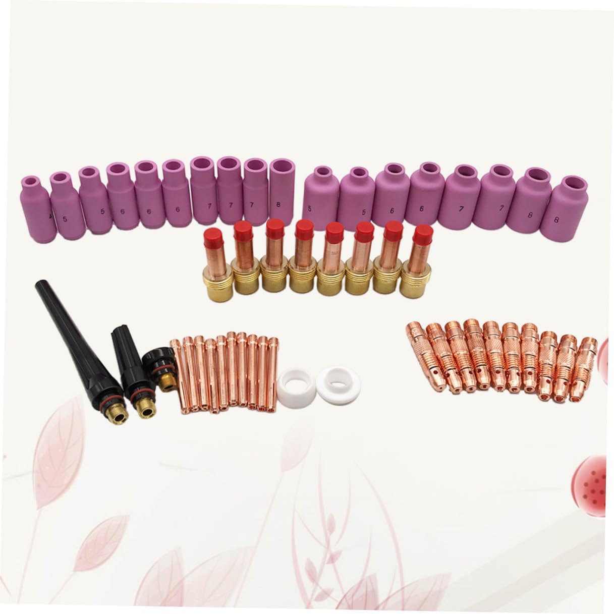 Uonlytech 51PCS Wp- Tig Welding Torch Kit Gas Lens with Collet Body Alumina Nozzle for Precise Torch Consumables Replacement and Low Burn-loss