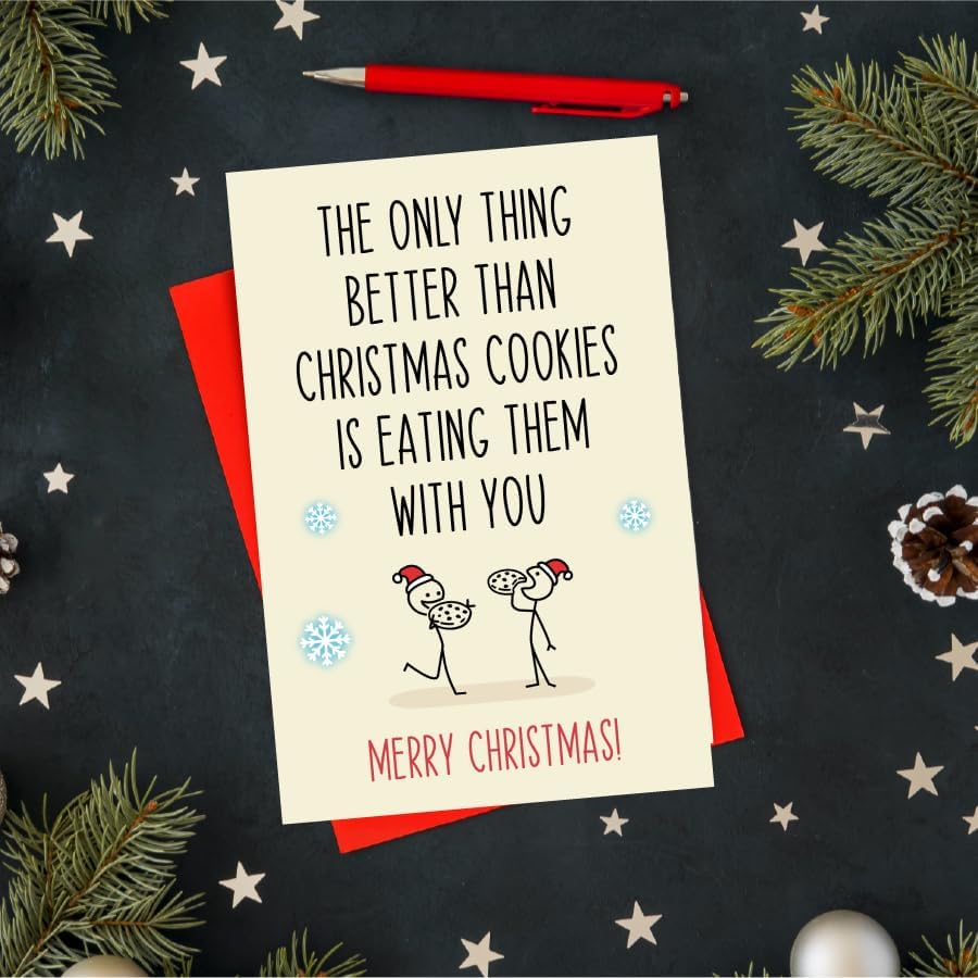 Miniatura 6 de Cheerin Divertida tarjeta de Navidad con sobres, tarjeta romántica de Navidad para novio, marido, esposa, novia, tarjeta divertida para mamá, hijo,