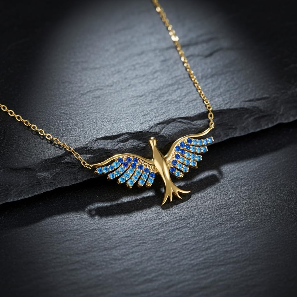 Phoenix Pendant Necklace in 925 Sterling Silver – Dainty Firebird Symbol Necklace, Mythology-Inspired Phoenix Jewelry for Women