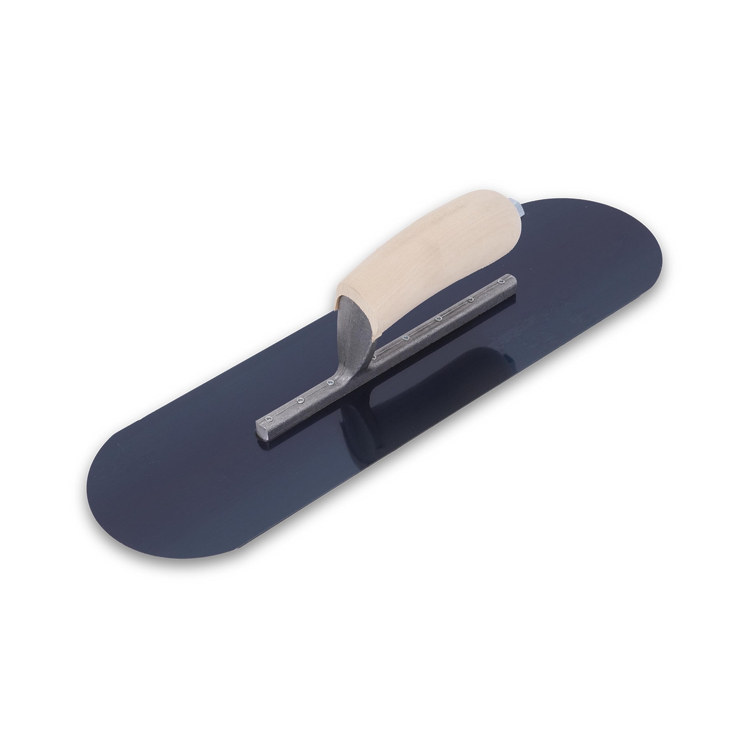 Llana para piscinas de Marshalltown con mango de madera, acero azul, llana para suelo y hormigón, dimensiones de la llana: 406x114 mm