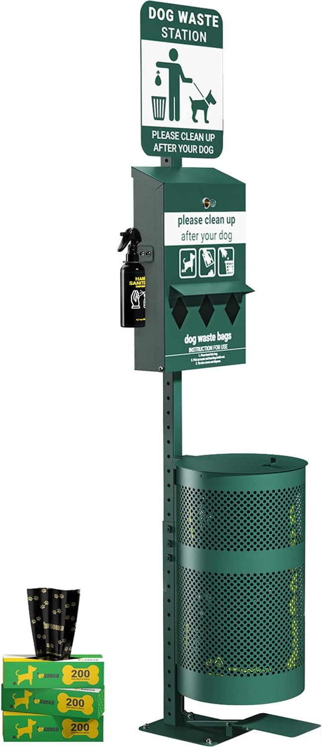 Pet Waste Station with Pedal Includes 600 Roll Bags & 50