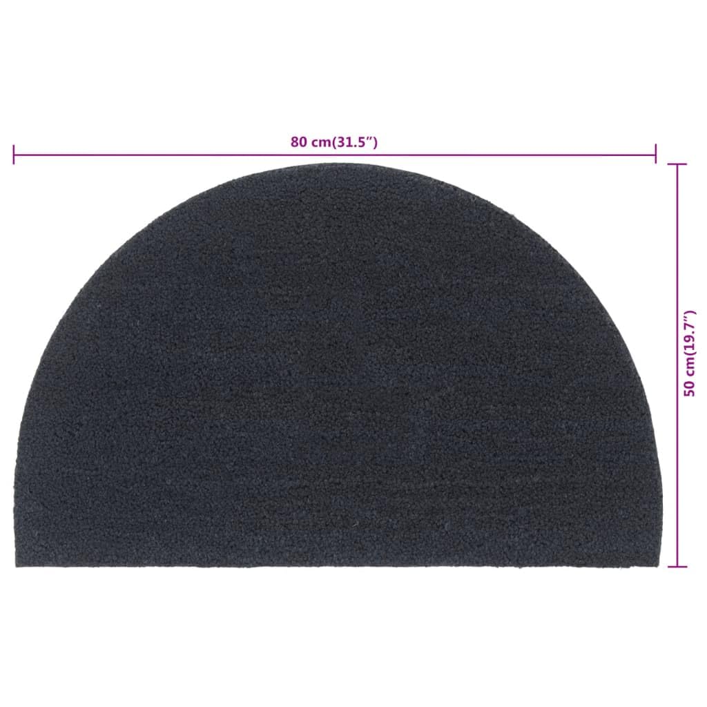 Felpudo semicircular gris oscuro de 50 x 80 cm de fibra de coco antideslizante para entrada, pasillo, terraza, jardín, diseño duradero, absorbente y lavable para un hogar limpio