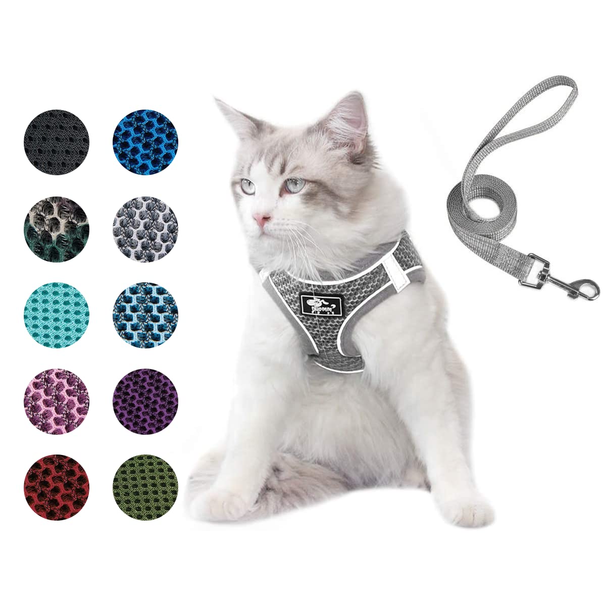 Dog and Cat Universal Harness with Leash - Cat Harness Escape Proof - Adjustable Reflective Step in Dog Harness for Small Dogs Medium Dogs - Soft Mesh