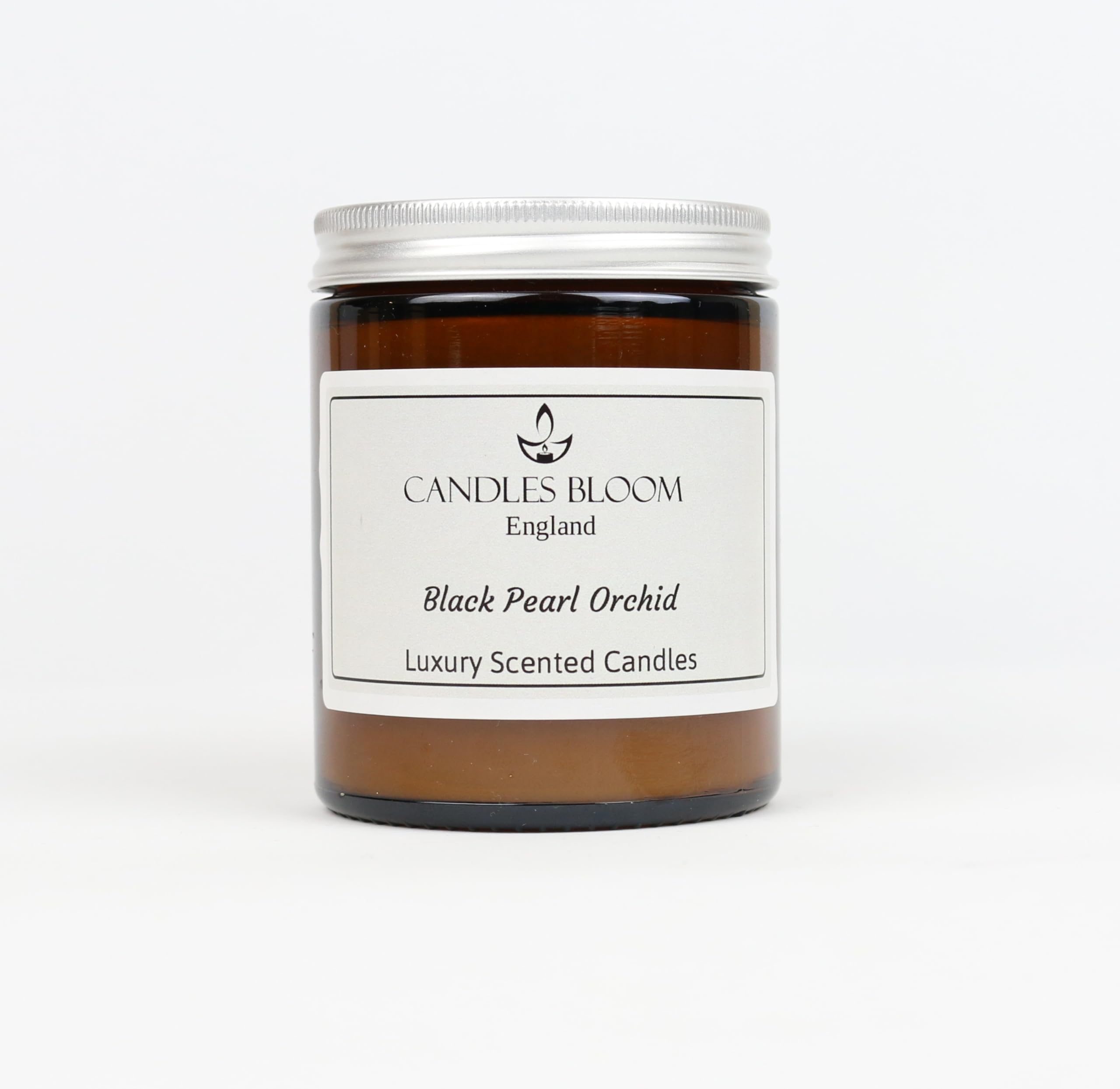 Candles Bloom White Black Pearl Orchid 180Ml Amber Jar Scented Candle - 35 Hour Burn Time - Eco & Vegan Friendly