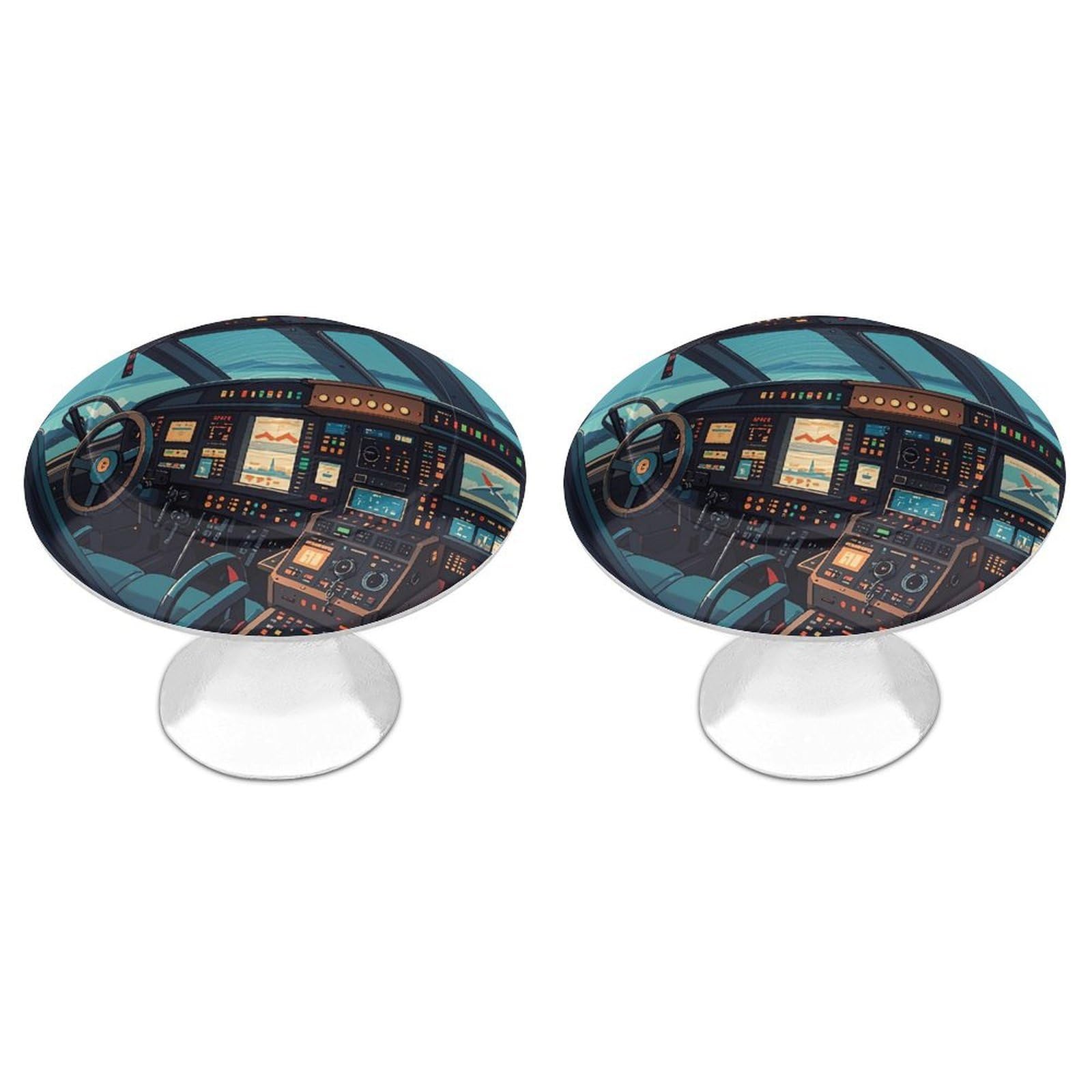 FekiLoot Airplane Cabinet Knob 2 Pack Mini Round Drawer Pulls Stainless Steel Dresser Drawer Knobs Kitchen Drawer Hardware for Bathroom Dresser Closet Door Knobs