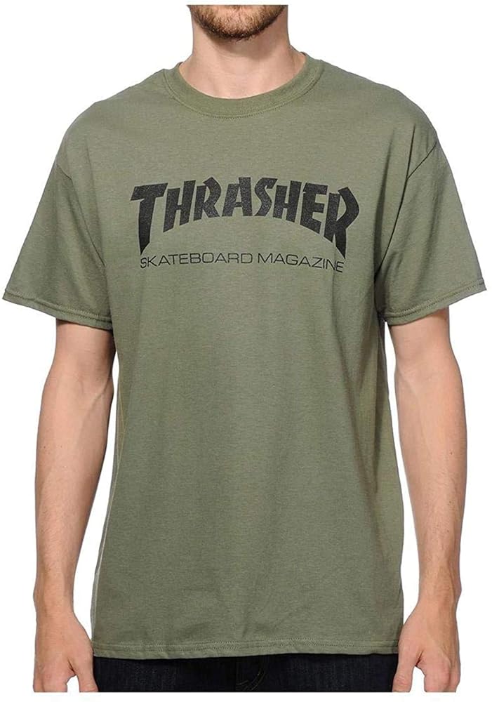 スケートボード thrasher skateboard magazine t-shirts Thrasher Skate Mag Short Sleeve XL-White/Black T-Shirt