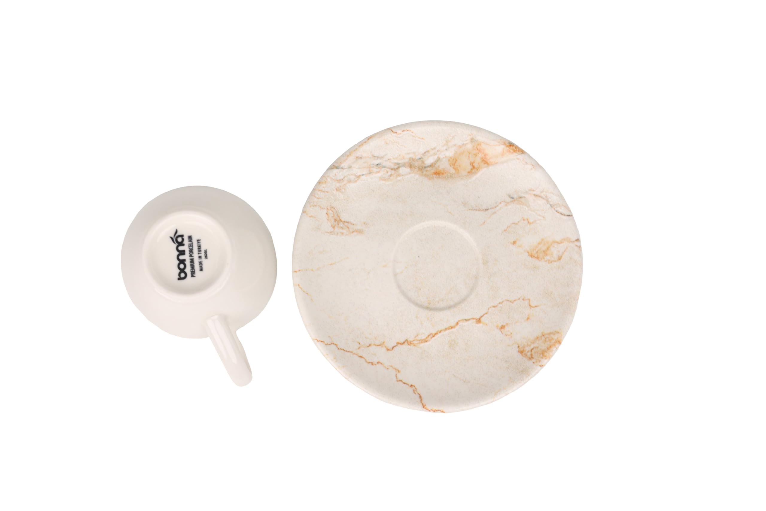 Bonna Granix - Tazas de espresso y platillo - 80 cc - Porcelana - Juego de 6