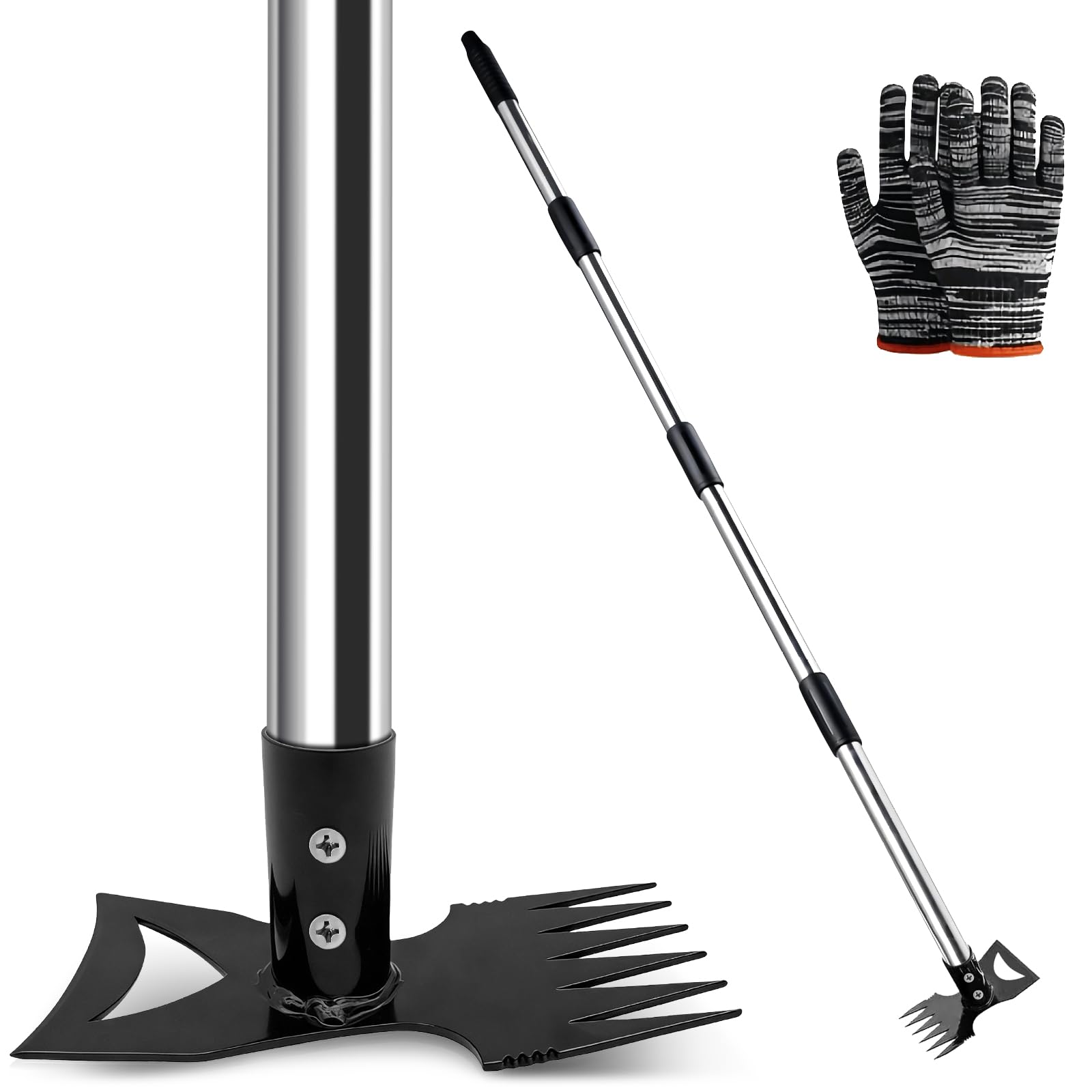 Weed Remover Tool, 2 In 1 Weeding Rake & Hoe, Weed Puller manual Gardening Tools With Long Handle for Garden Patio