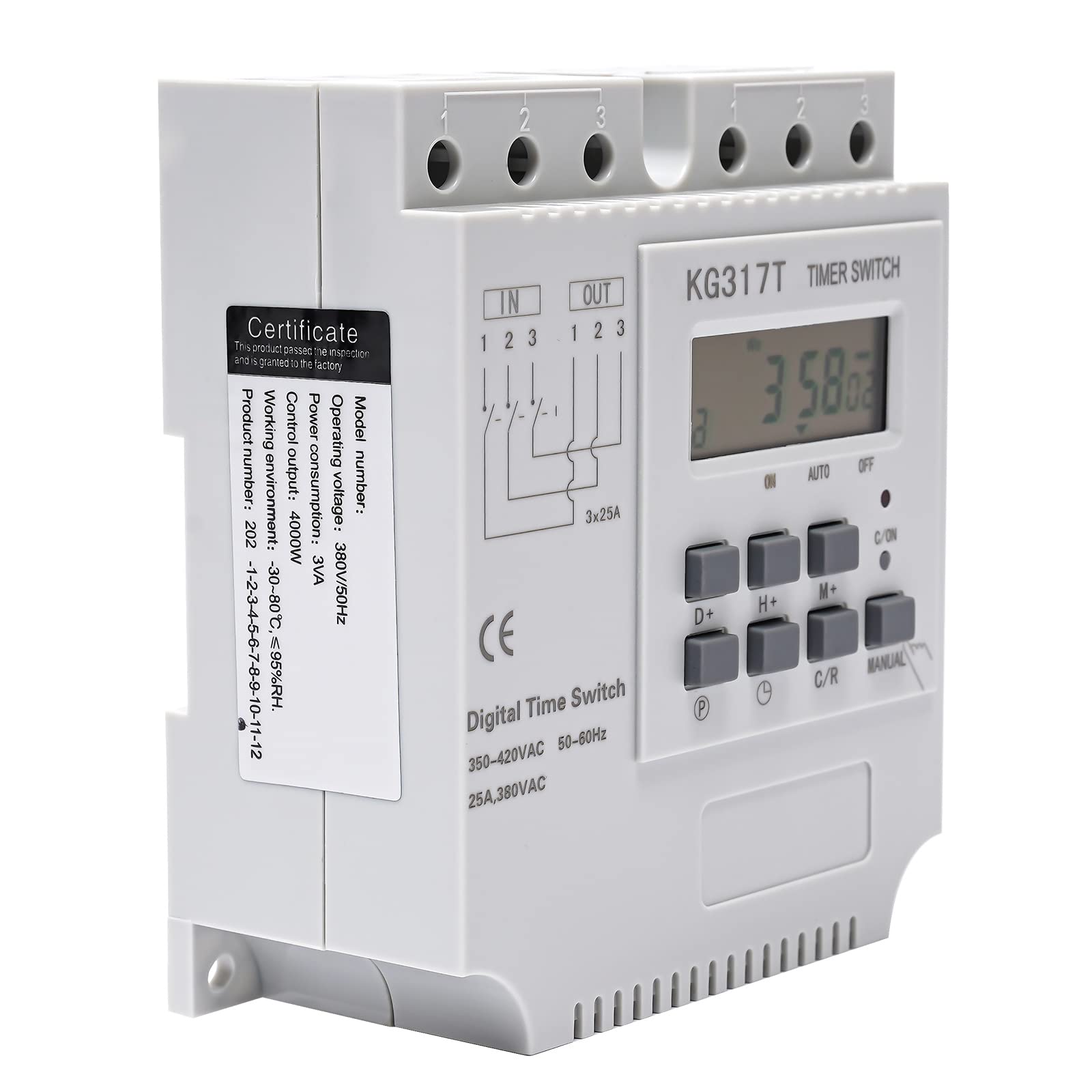 3-fazowy cyfrowy przekaźnik czasowy, programowalny, 380 V, elektroniczny automatyczny programator czasowy, inteligentny tygodniowy przekaźnik czasowy z wyświetlaczem LCD