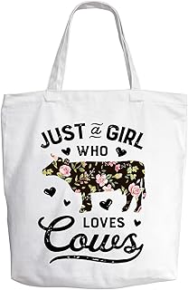 Cow Lover Gift Flower Cow Tote Bag Loves Cows Farm Cow Owner Gift Dairy Farm Gift Country Lover Shopping Tote Bags