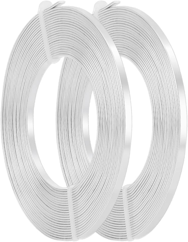 BENECREAT 10m (33FT) 3mm Wide Silver Aluminum Flat Wire Anodized Flat Wire for Jewelry Craft Beading Making, 5m/Roll