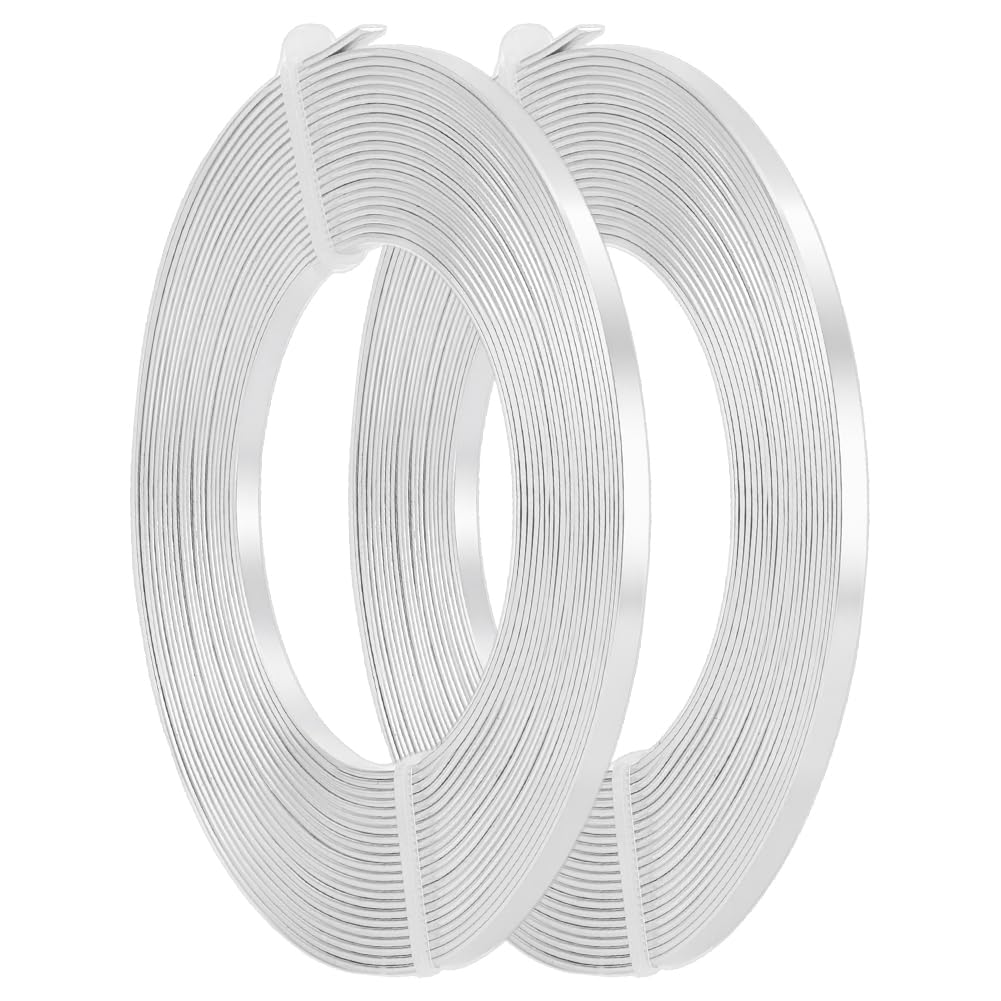 BENECREAT 10m (33FT) 3mm Wide Silver Aluminum Flat Wire Anodized Flat Wire for Jewelry Craft Beading Making, 5m/Roll