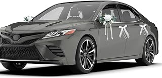 2 Stück Autoschmuck Hochzeit Blumen, 4 Stück Autoschleifen Hochzeit,Blumenschmuck Auto Hochzeit, Autoschmuck Hochzeit Motorhaube, WeißE Schleifen Hochzeitsdeko, Wedding Hochzeitsschmuck